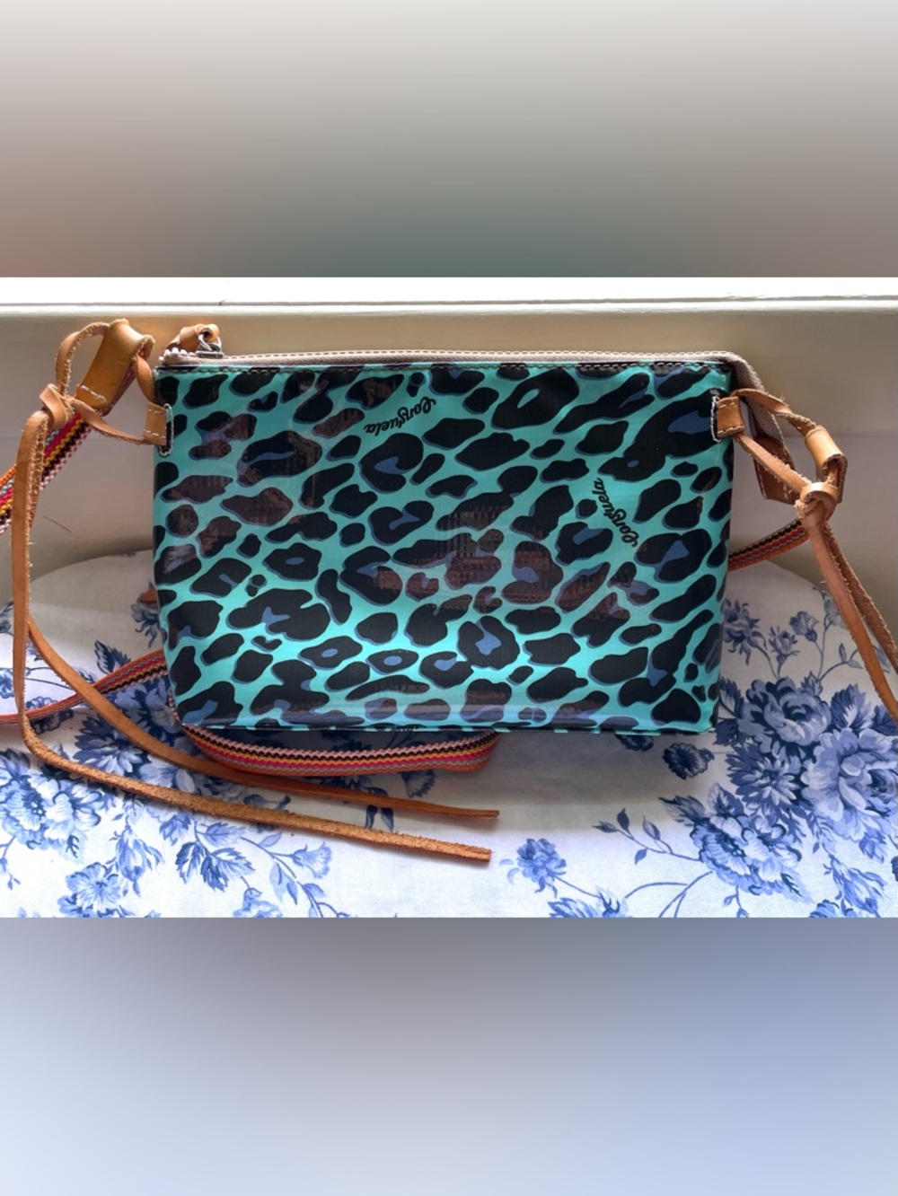 CONSUELA DOWNTOWN CROSSBODY BAG IN BLUE “JAG” LEOPARD PRINT - Picture 3 of 16